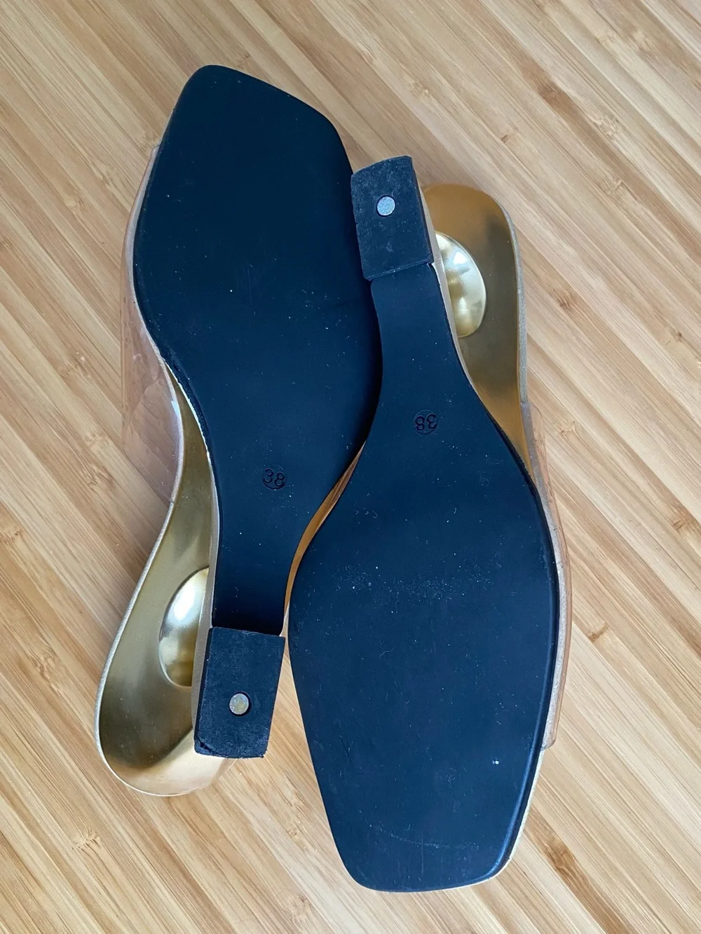 Onex Beige Slide Sandals with Clear Strap - Women Size 8